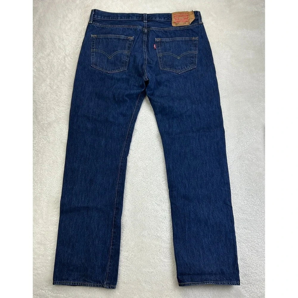 Levis 501 Jeans Mens 36x32 Dark Wash Button Fly Denim Pockets